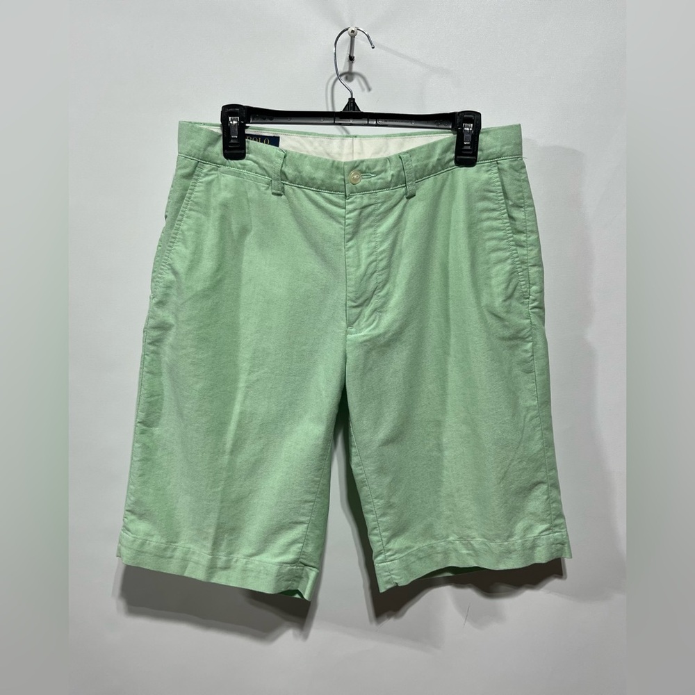 Polo by Ralph Lauren 100% Cotton Green Flat Front Shorts Men’s Size 32